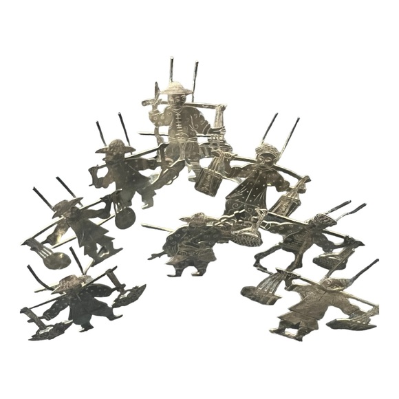 Vintage Chinese, 20th century. Eight figural easel back place card holders - Picture 3 of 12